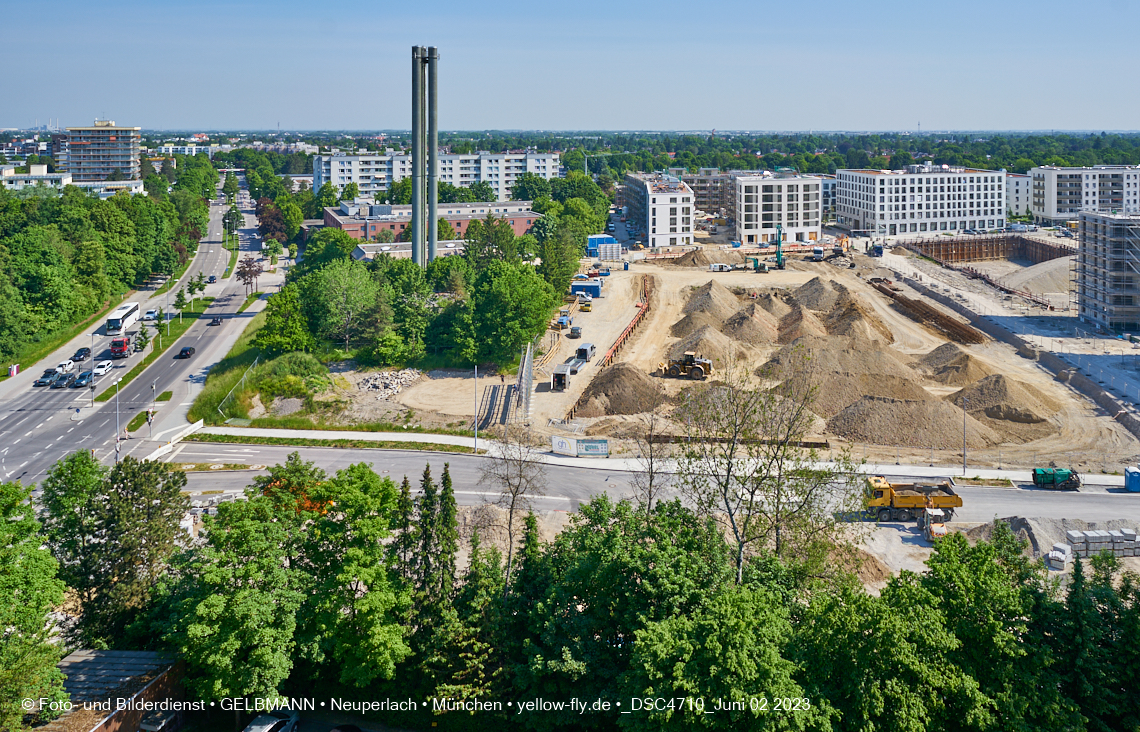 02.06.2023 - aktuelle Fotos von der Baustelle Alexisquartier in Neuperlach in München 02.06.2023 - aktuelle Fotos von der Baustelle Alexisquartier in Neuperlach in München